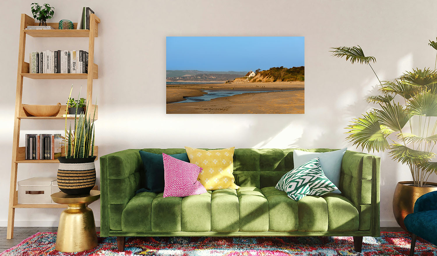 La plage de Wissant Photographiée depuis Tardinghen par Cam Harry Photographe. On y voit la mer, bleue, le cap Gris Nez ainsi que la végétation des dunes